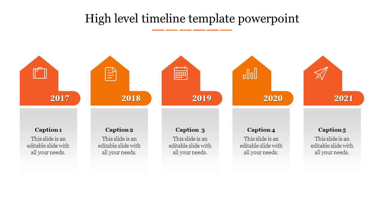 high level timeline template powerpoint-Orange